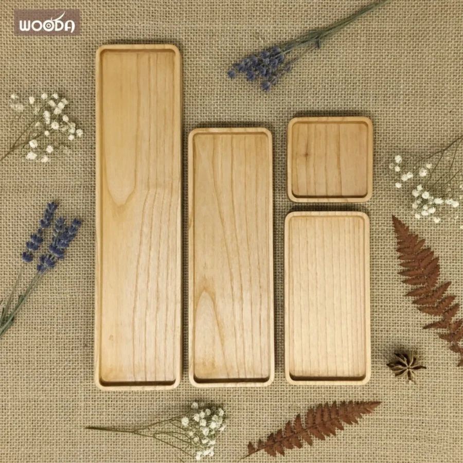 Bộ khay gỗ vuông - dài đa năng từ thiên nhiên với phong cách tối giản