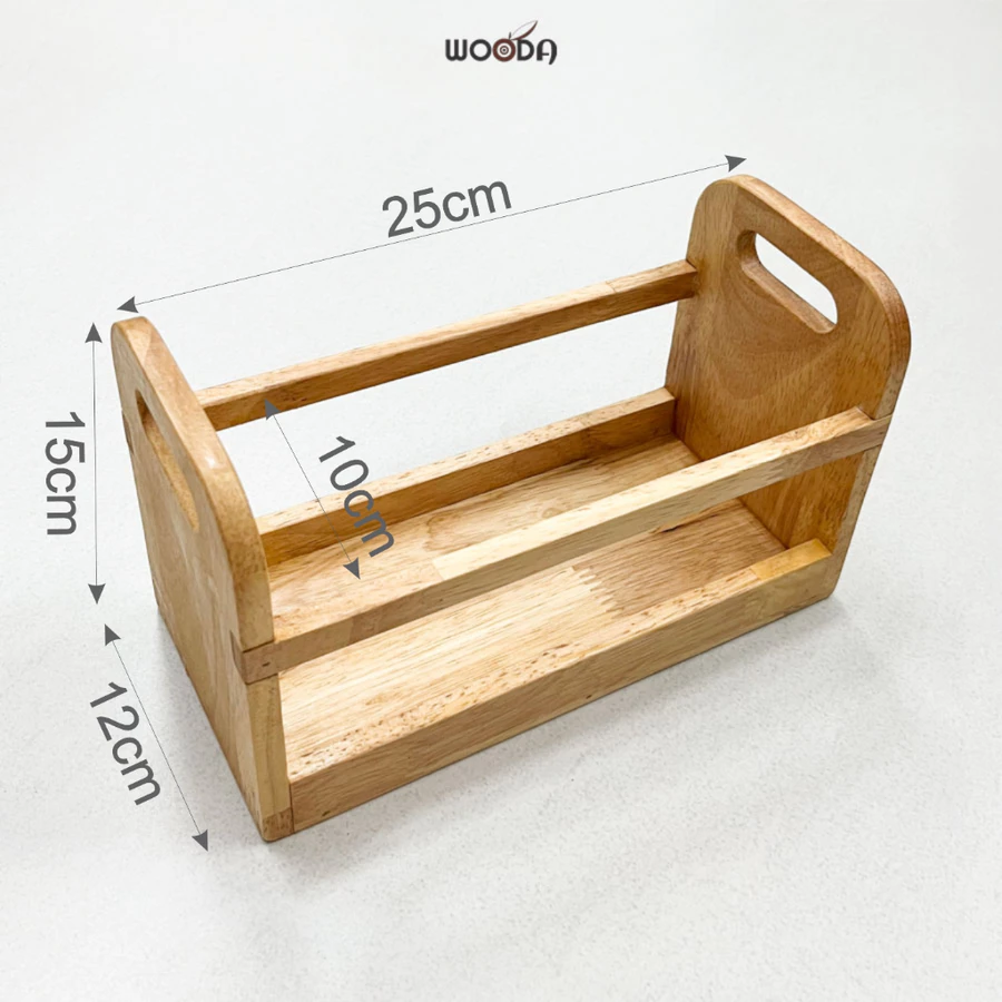 Khay đa năng đựng muỗng đũa, khay đựng chai lọ gia vị bằng gỗ - Ảnh 12