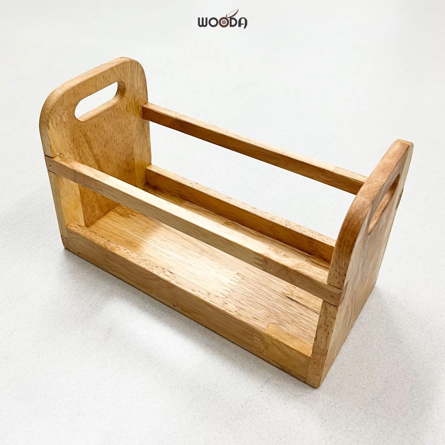 Khay đa năng đựng muỗng đũa, khay đựng chai lọ gia vị bằng gỗ - Ảnh 4
