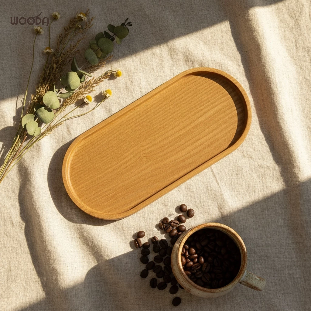 Khay gỗ hình Oval gỗ Tần Bì nguyên khối - Ảnh 5