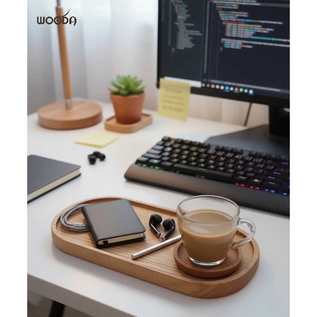 Khay gỗ hình Oval gỗ Tần Bì nguyên khối - Ảnh 8