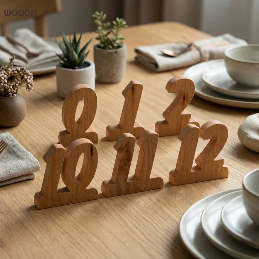 [Khắc logo free] Bộ Thẻ Số để bàn cao cấp, Số gỗ tự nhiên đặt bàn, Số Gỗ đặt bàn decor