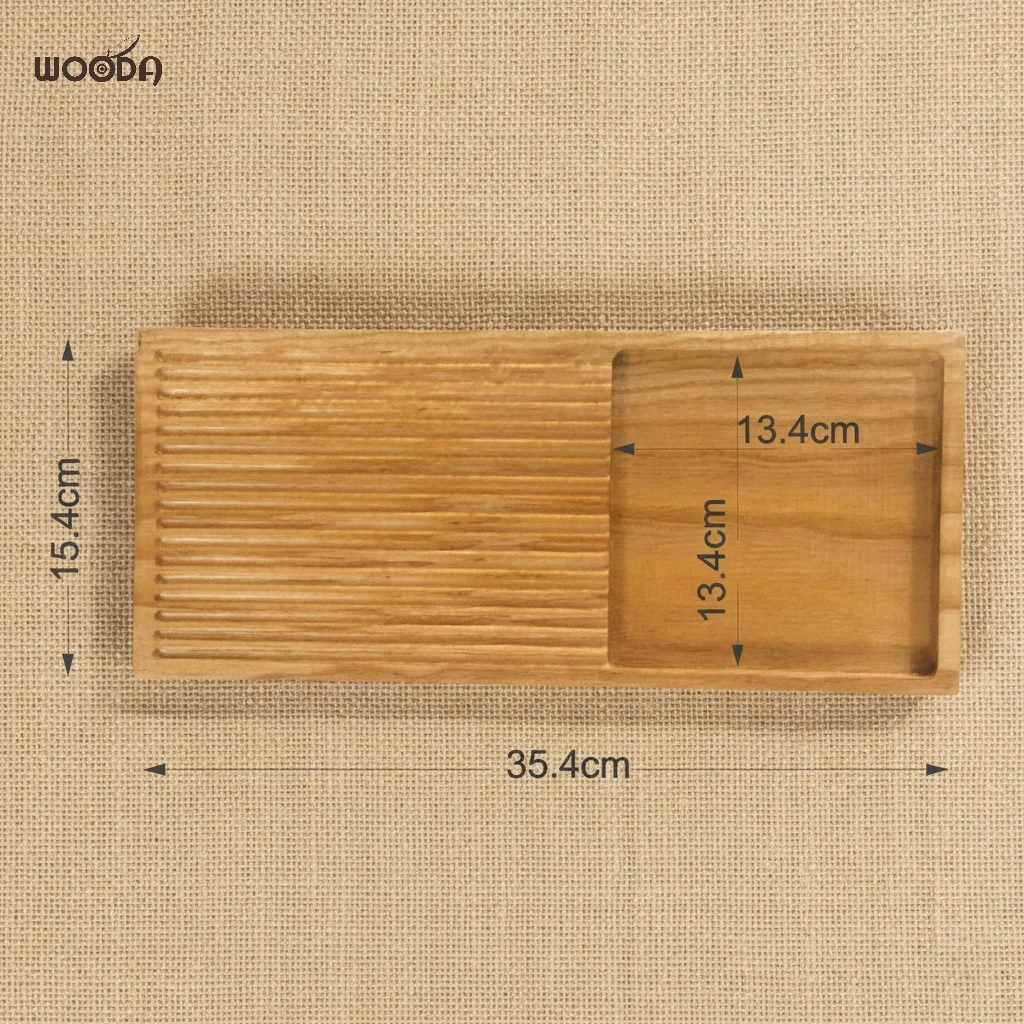 Khay Gỗ Phục Vụ Có Rãnh Bằng Gỗ Tần Bì (size 35.4x15.4cm) - Ảnh 3