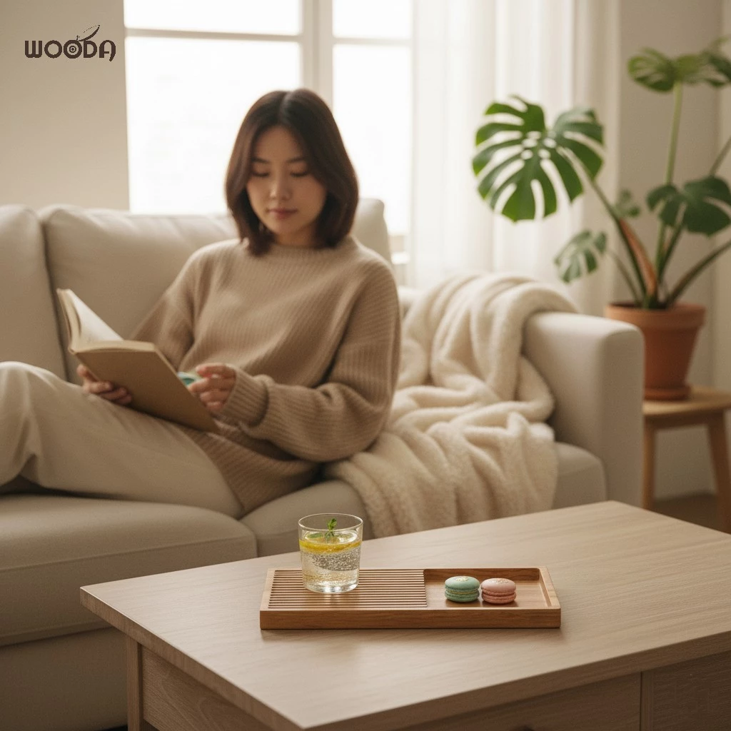 Khay Gỗ Phục Vụ Có Rãnh Bằng Gỗ Tần Bì (size 35.4x15.4cm) - Ảnh 6