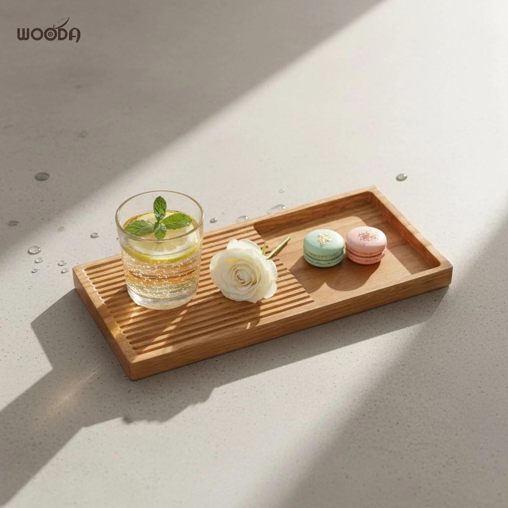 Khay Gỗ Phục Vụ Có Rãnh Bằng Gỗ Tần Bì (size 35.4x15.4cm)