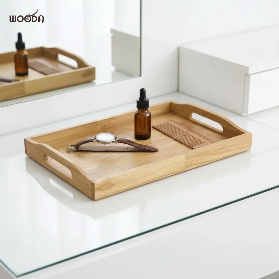 Khay gỗ có tay cầm đa năng cao cấp dùng bưng bê phục vụ trong nhà hàng, khách sạn, caffee