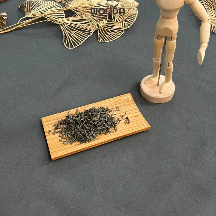 Khay gỗ đựng trà xanh, khay gỗ mặt cong decor, phụ kiện bàn trà