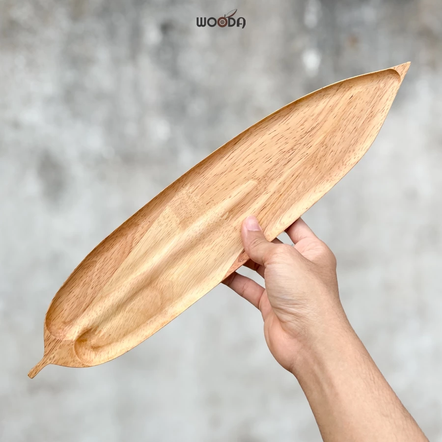 Khay gỗ hình lá thu, khay gỗ tự nhiên hình lá phong, lá tre decor - Ảnh 13
