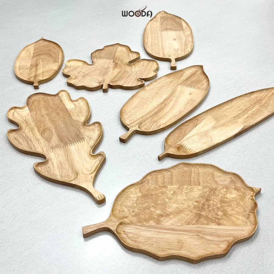 Khay gỗ hình lá thu, khay gỗ tự nhiên hình lá phong, lá tre decor - Ảnh 7