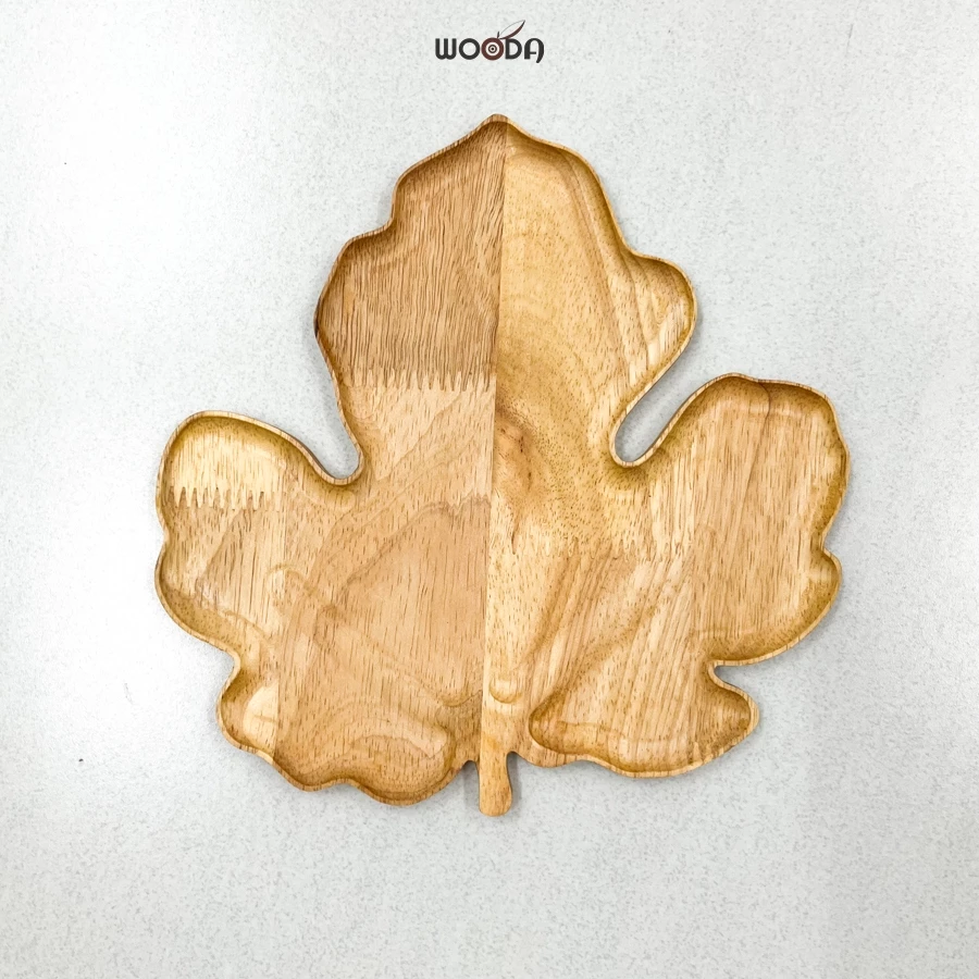 Khay gỗ hình lá thu, khay gỗ tự nhiên hình lá phong, lá tre decor - Ảnh 8