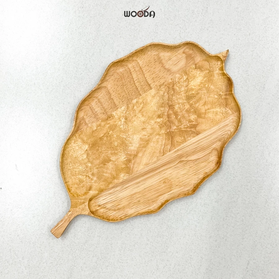 Khay gỗ hình lá thu, khay gỗ tự nhiên hình lá phong, lá tre decor - Ảnh 9