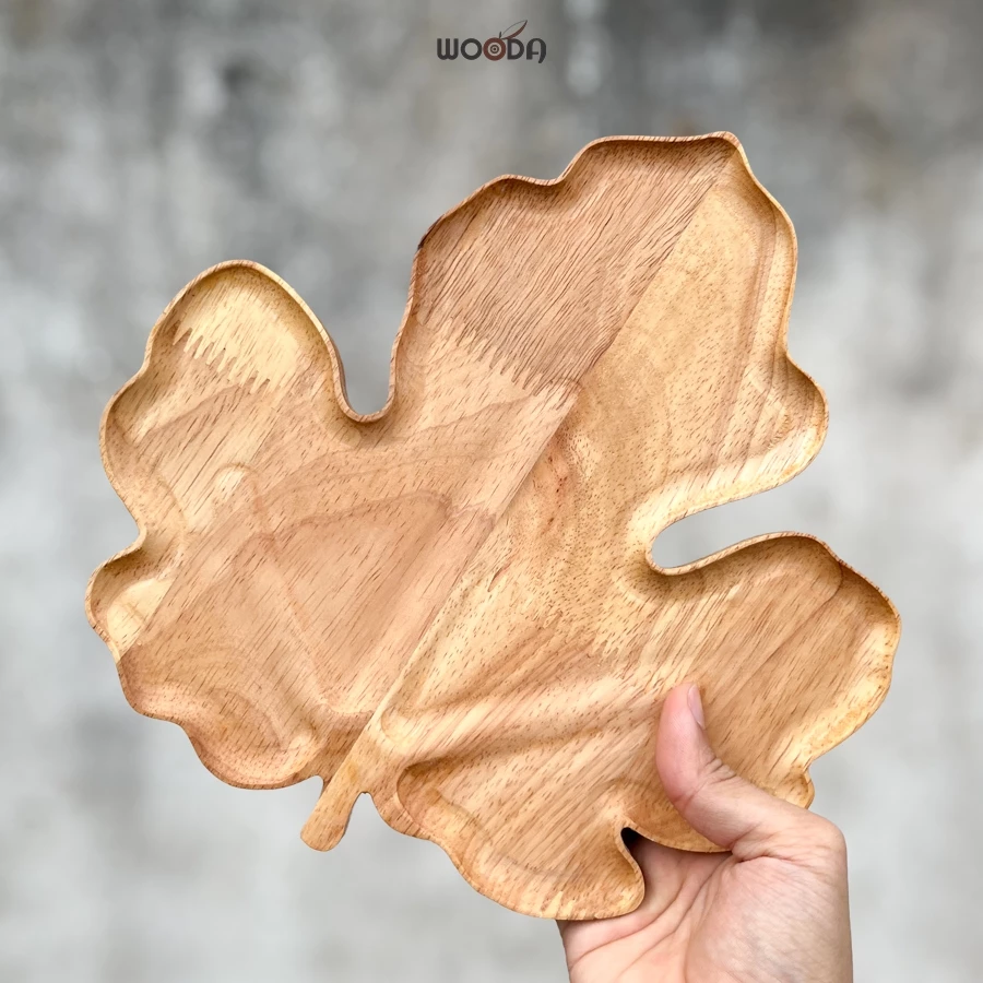 Khay gỗ hình lá thu, khay gỗ tự nhiên hình lá phong, lá tre decor - Ảnh 10