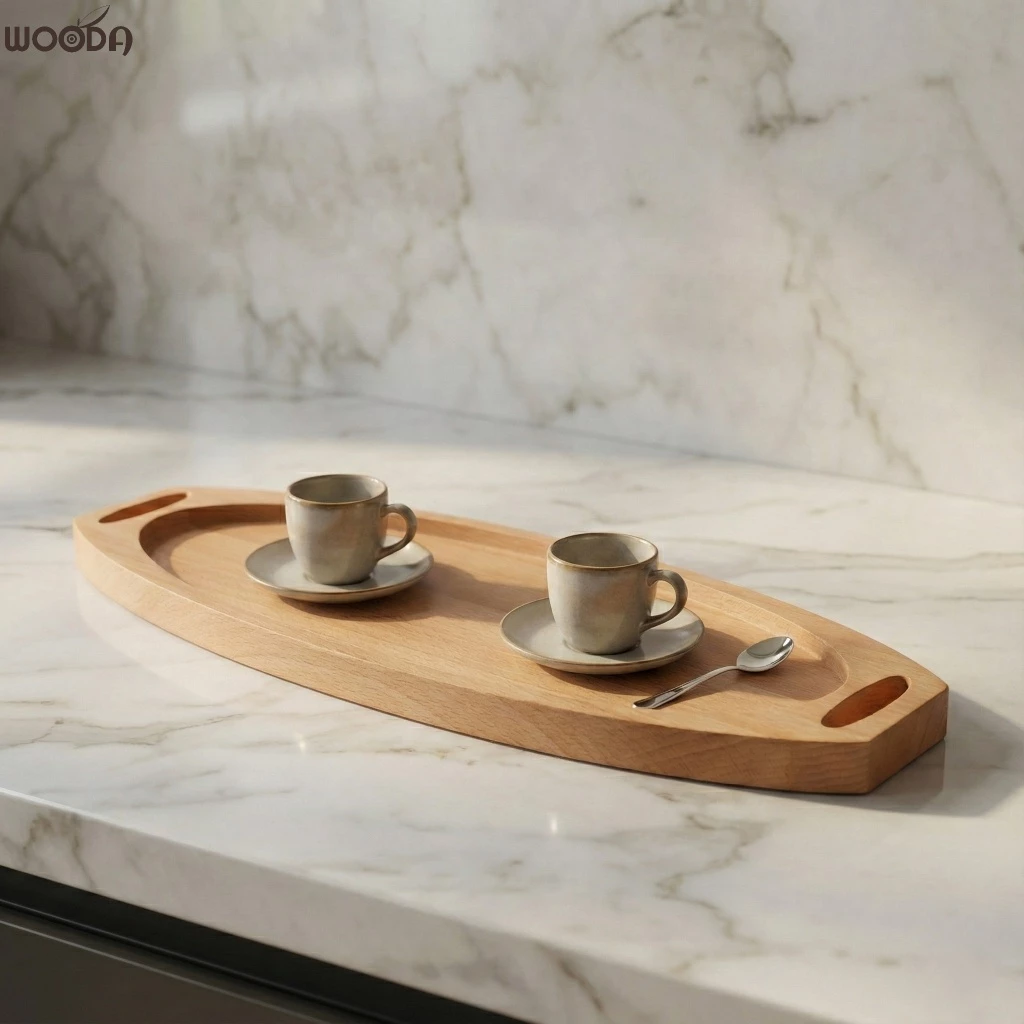 Khay oval có tay cầm, khay gỗ decor, khay gỗ phục vụ đa năng - Ảnh 2
