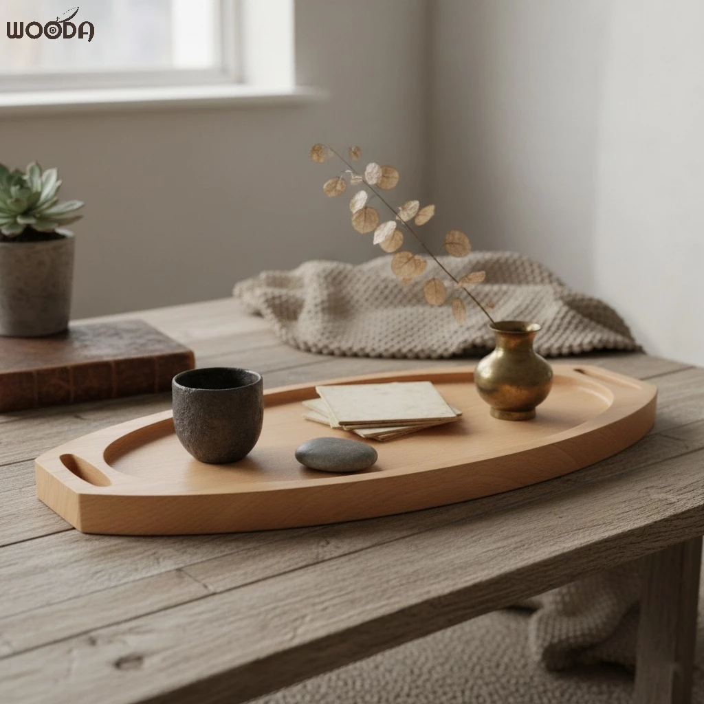 Khay oval có tay cầm, khay gỗ decor, khay gỗ phục vụ đa năng - Ảnh 3