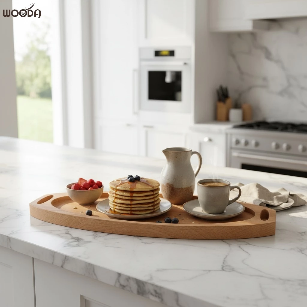 Khay oval có tay cầm, khay gỗ decor, khay gỗ phục vụ đa năng - Ảnh 4