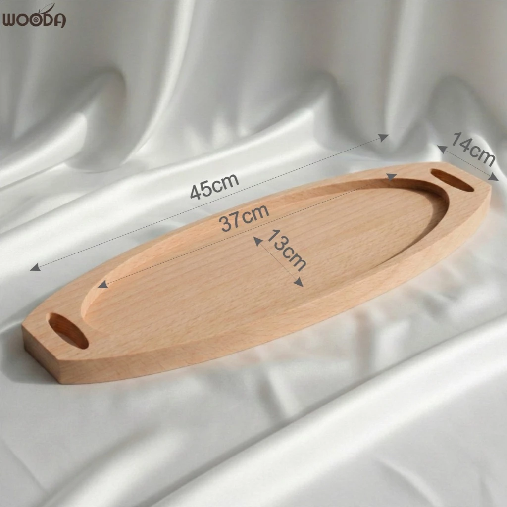 Khay oval có tay cầm, khay gỗ decor, khay gỗ phục vụ đa năng - Ảnh 5