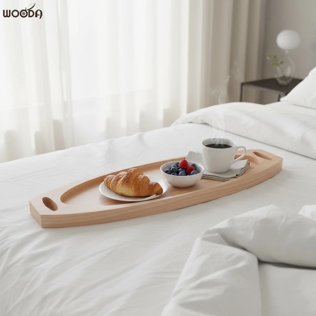 Khay oval có tay cầm, khay gỗ decor, khay gỗ phục vụ đa năng - Ảnh 7