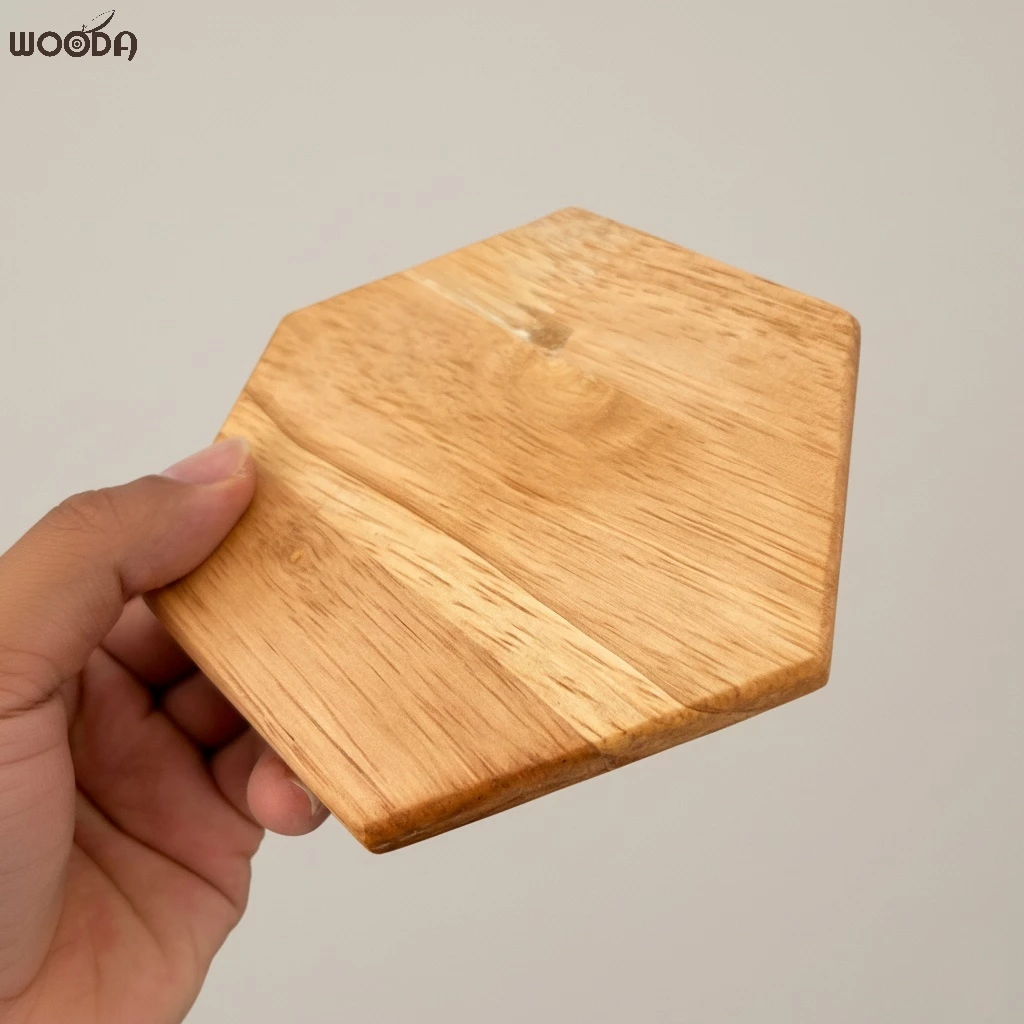 Lót ly gỗ vuông - tròn - lục giác có Sơn Chống Thấm, đế gỗ lót chậu nhiều kích thước - Ảnh 8