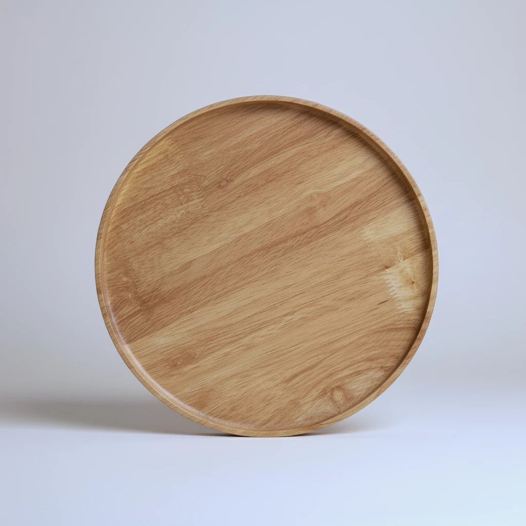 Mâm gỗ cao su tự nhiên hình tròn, mâm gỗ lớn phục vụ mỏng nhẹ - Ảnh 6