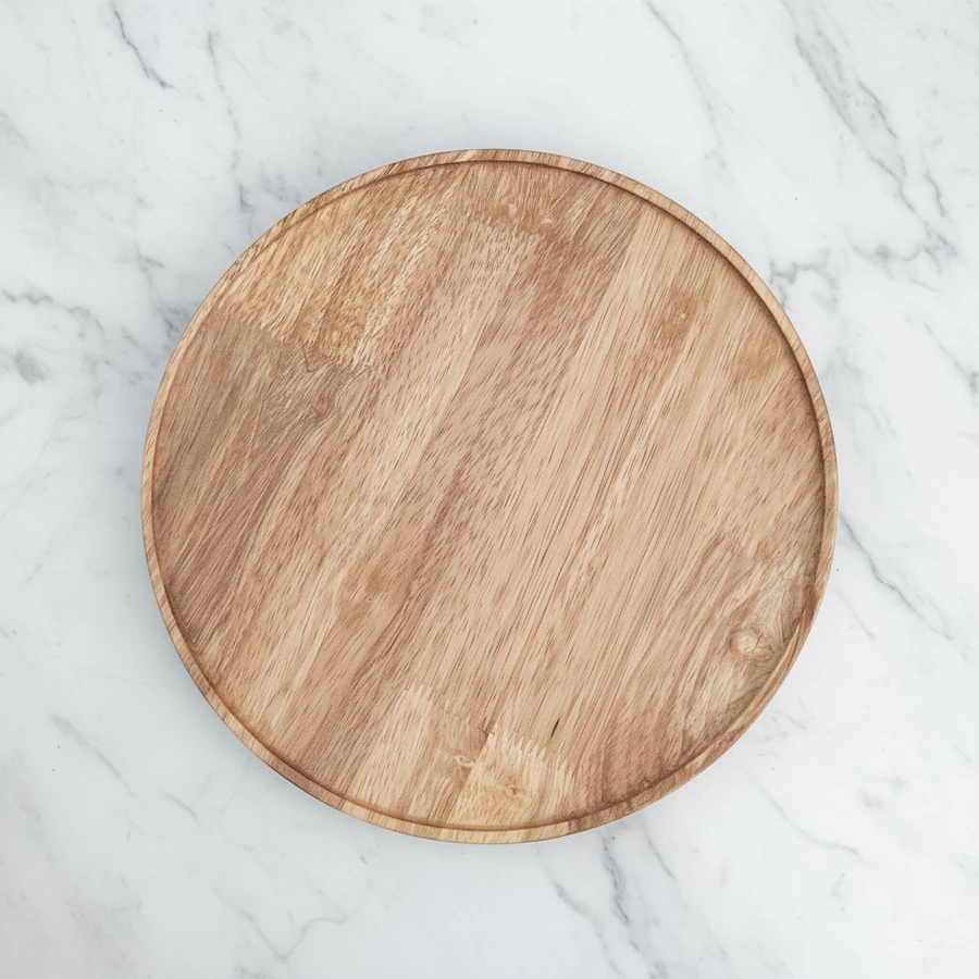 Mâm gỗ cao su tự nhiên hình tròn, mâm gỗ lớn phục vụ mỏng nhẹ - Ảnh 8