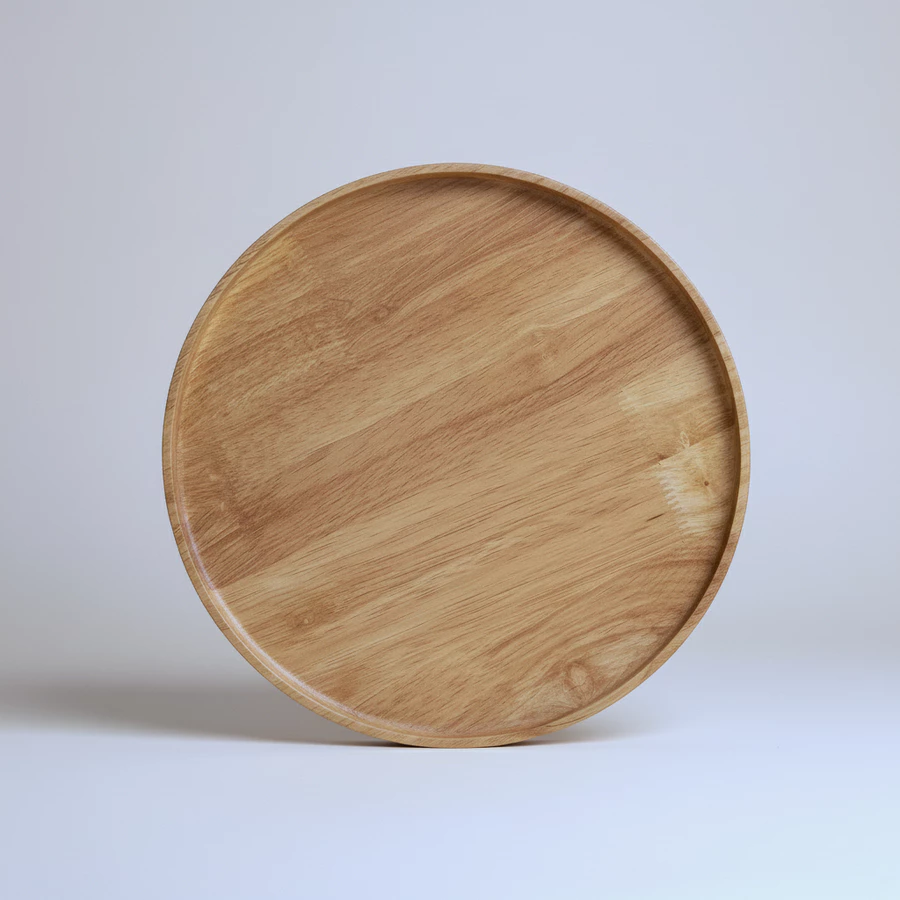 Mâm gỗ cao su tự nhiên hình tròn, mâm gỗ lớn phục vụ mỏng nhẹ - Ảnh 9