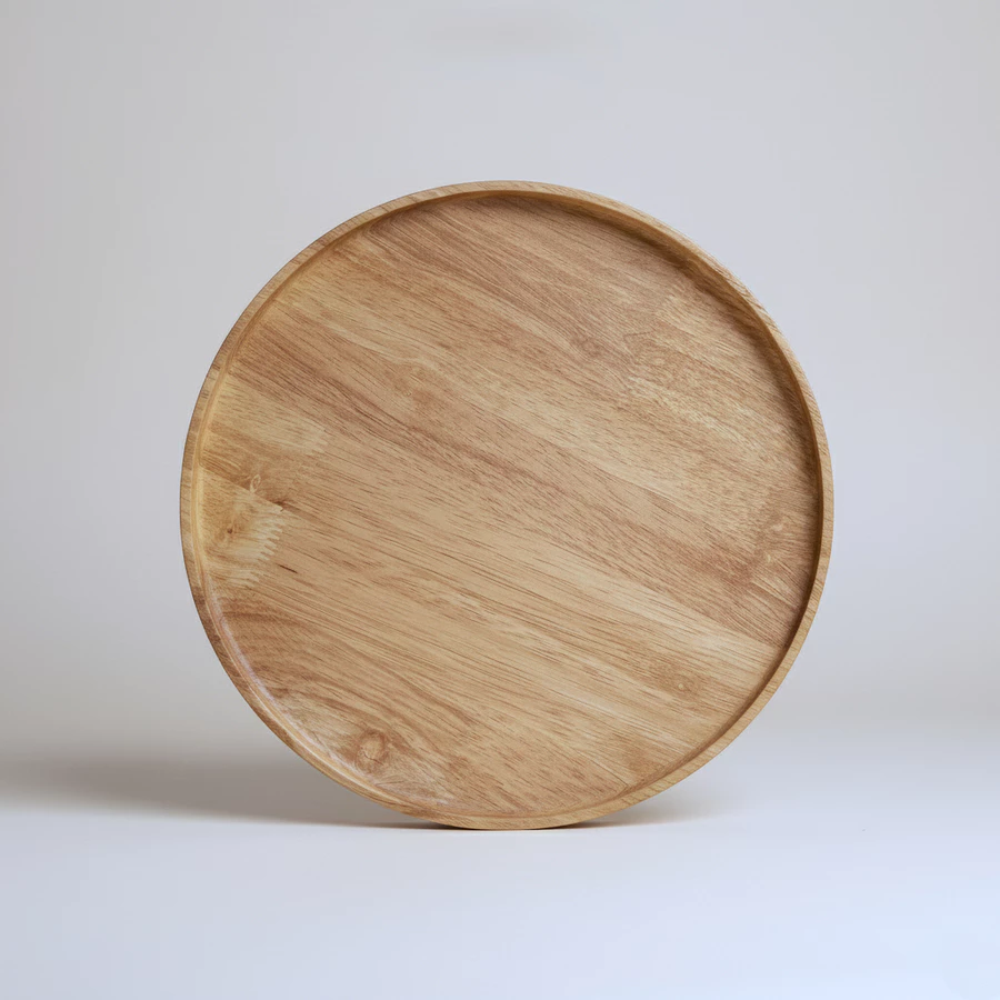 Mâm gỗ cao su tự nhiên hình tròn, mâm gỗ lớn phục vụ mỏng nhẹ - Ảnh 10