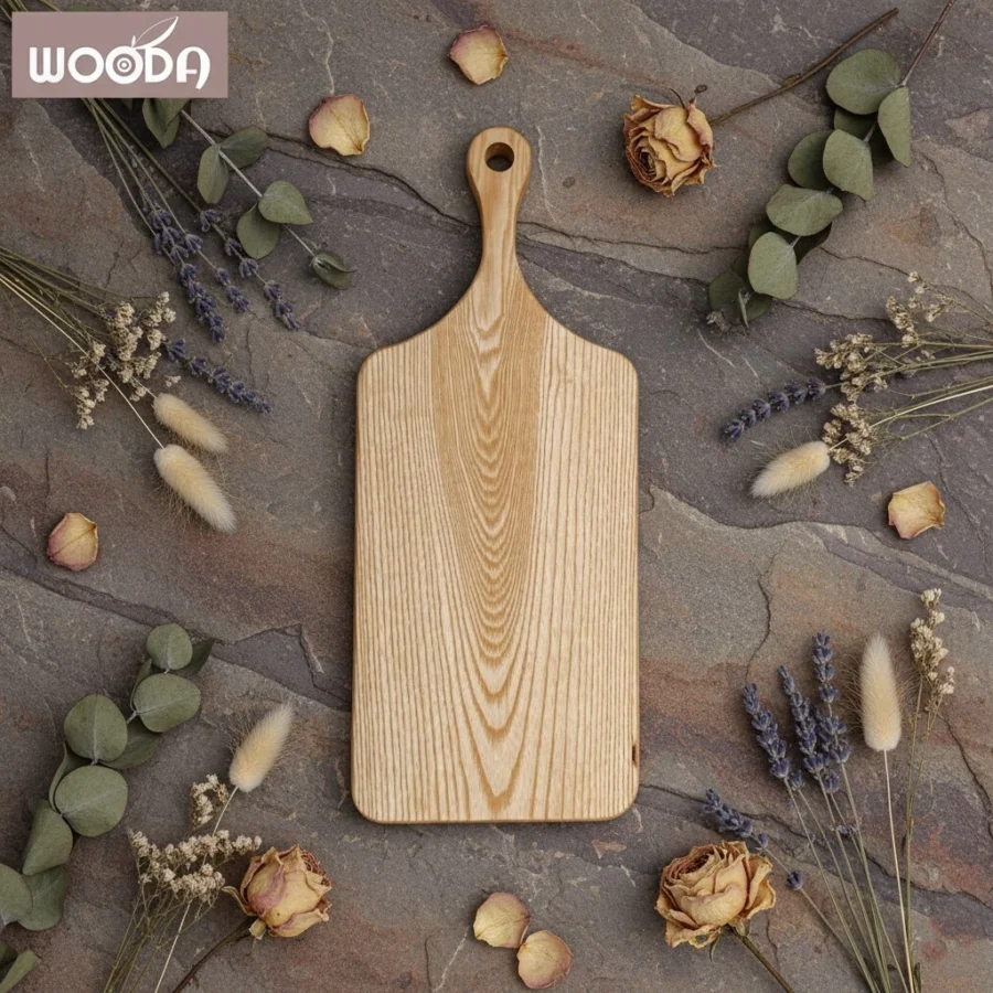 Thớt Gỗ Chữ Nhật Có Tay Cầm Lớn, Kích Thước 19x46x1.8cm